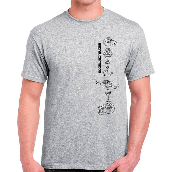 Exploded View Turbo T-Shirt – Mighty Car Mods